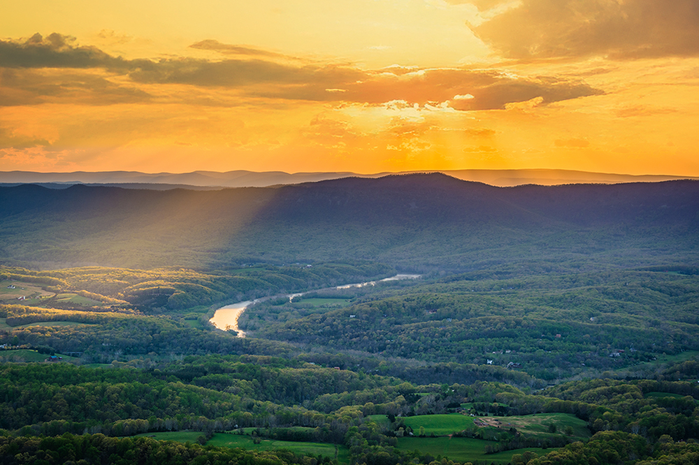 A scenic view of the Shenandoah Valley in Virginia. 