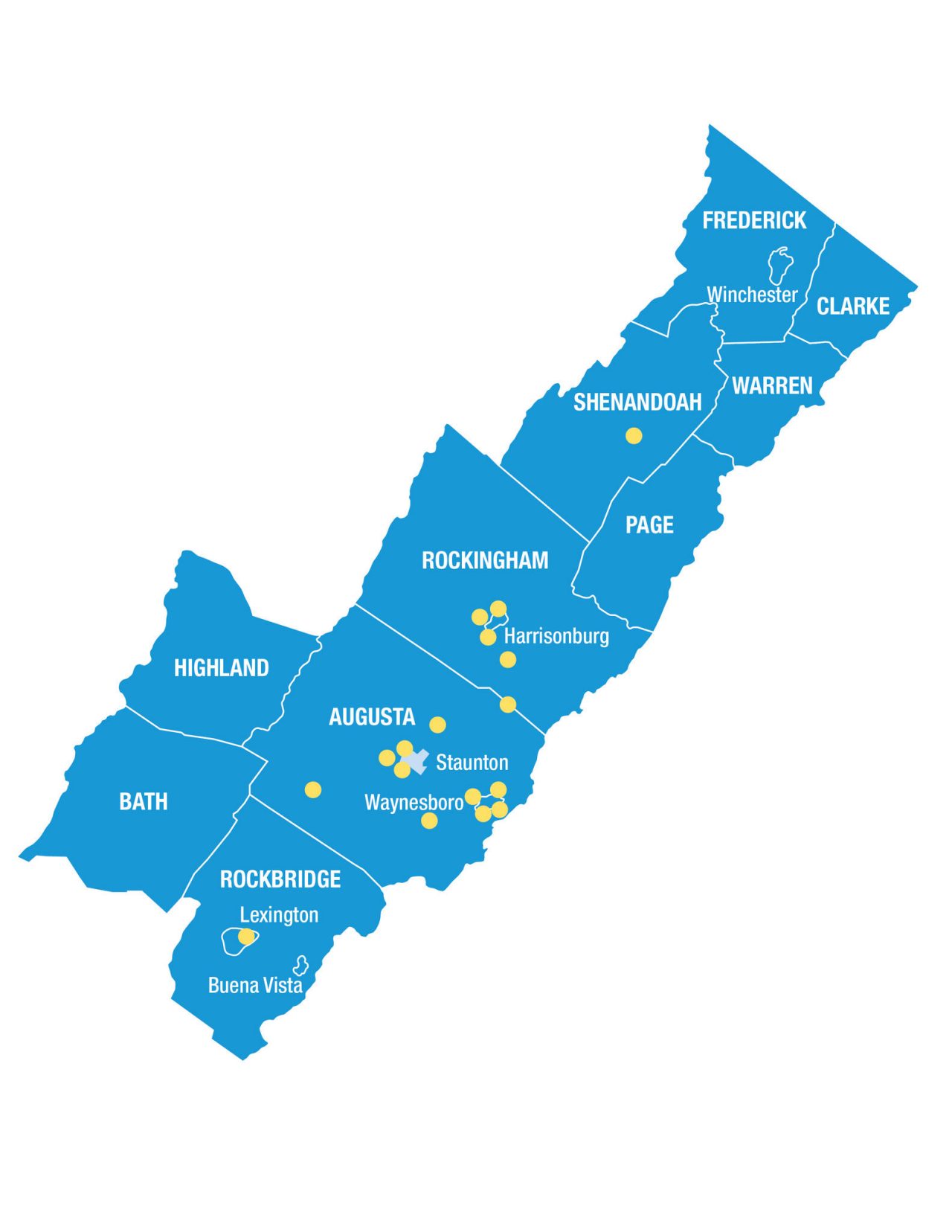 DCCU Field of Membership Map with Locations