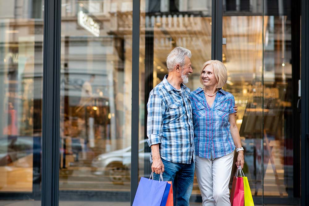 Middle aged couple shopping together