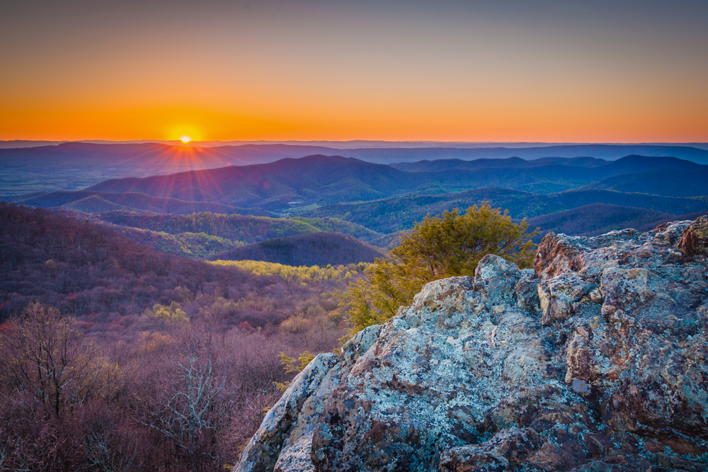 Blue ridge mountains at sunset
