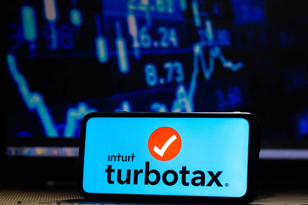 phone with Intuit turbotax logo on the screen