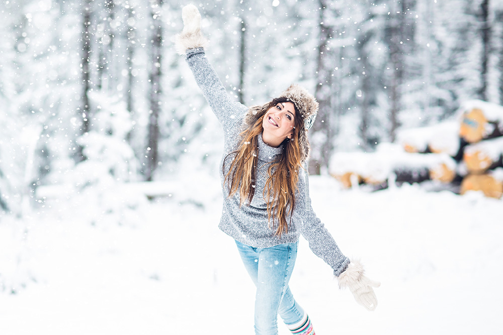 woman out in the snow